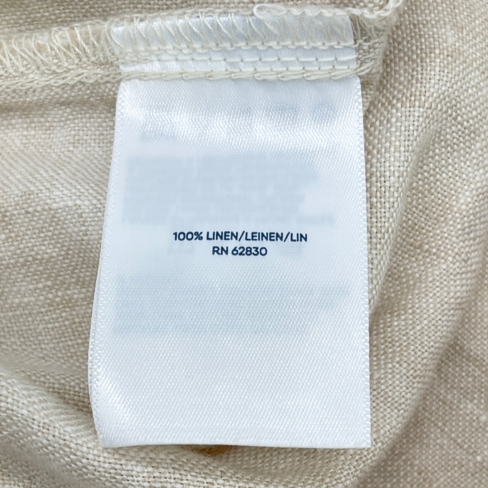 Lands End Linen High Rise Shorts Women Size Large Beige Neutral Minimal Coastal - Picture 9 of 13